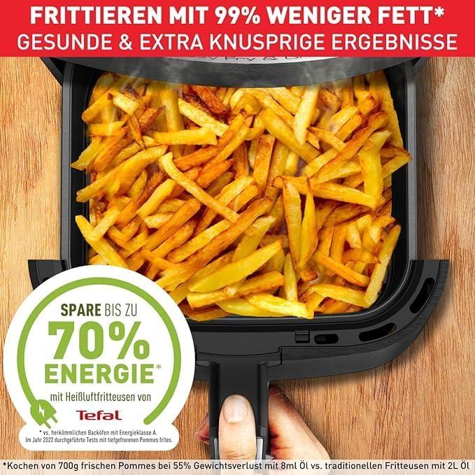 imageTefal EY401D Easy Fry Deluxe Friteuse Air Chaud 1500 W Capacit 42 l XL avec 6 Programmes Automatiques cran Numrique Minuterie Frites pour 6 Portions en Acier InoxydableNoirNoir