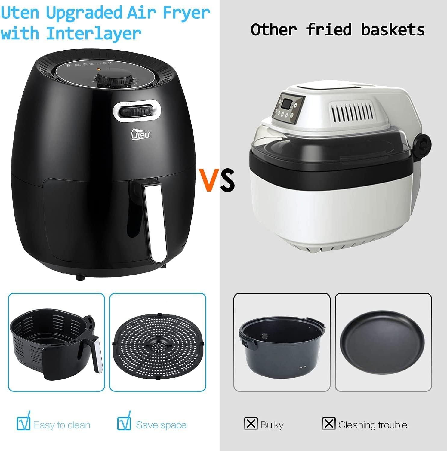 imageUten Friteuse sans Huile Friteuse Air lectrique 65L avec Panier Minuteur et Temprature Tglable Cuisson rapide Grande Capacit pour 1800WNoir1