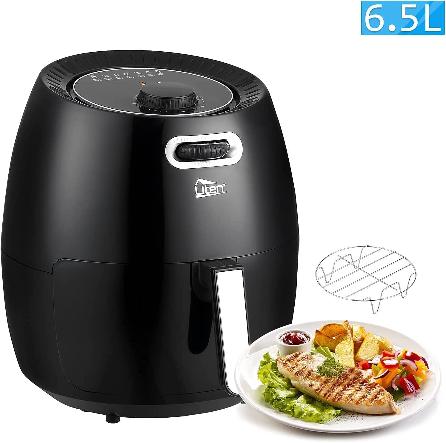 imageUten Friteuse sans Huile Friteuse Air lectrique 65L avec Panier Minuteur et Temprature Tglable Cuisson rapide Grande Capacit pour 1800WNoir1