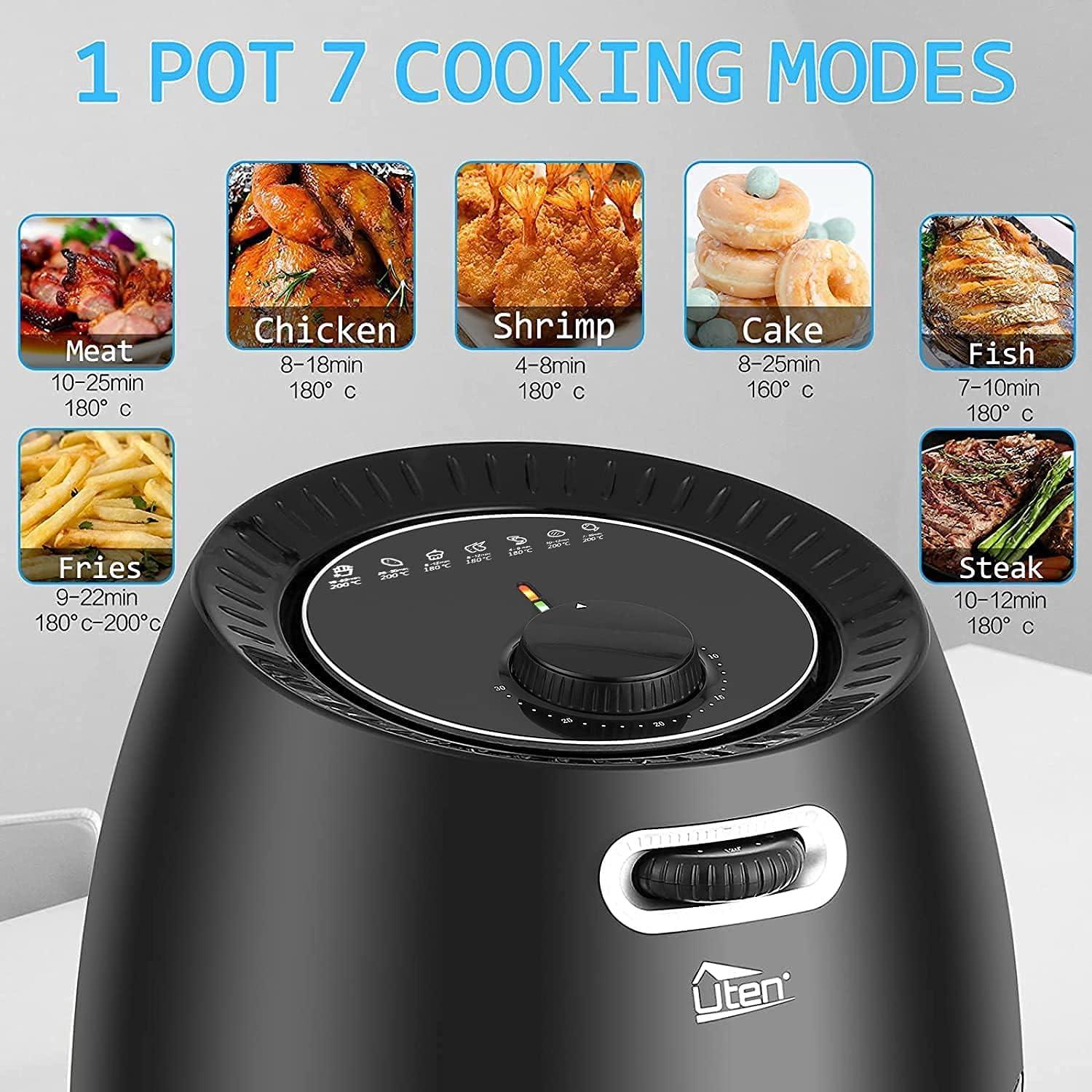 imageUten Friteuse sans Huile Friteuse Air lectrique 65L avec Panier Minuteur et Temprature Tglable Cuisson rapide Grande Capacit pour 1800WNoir1