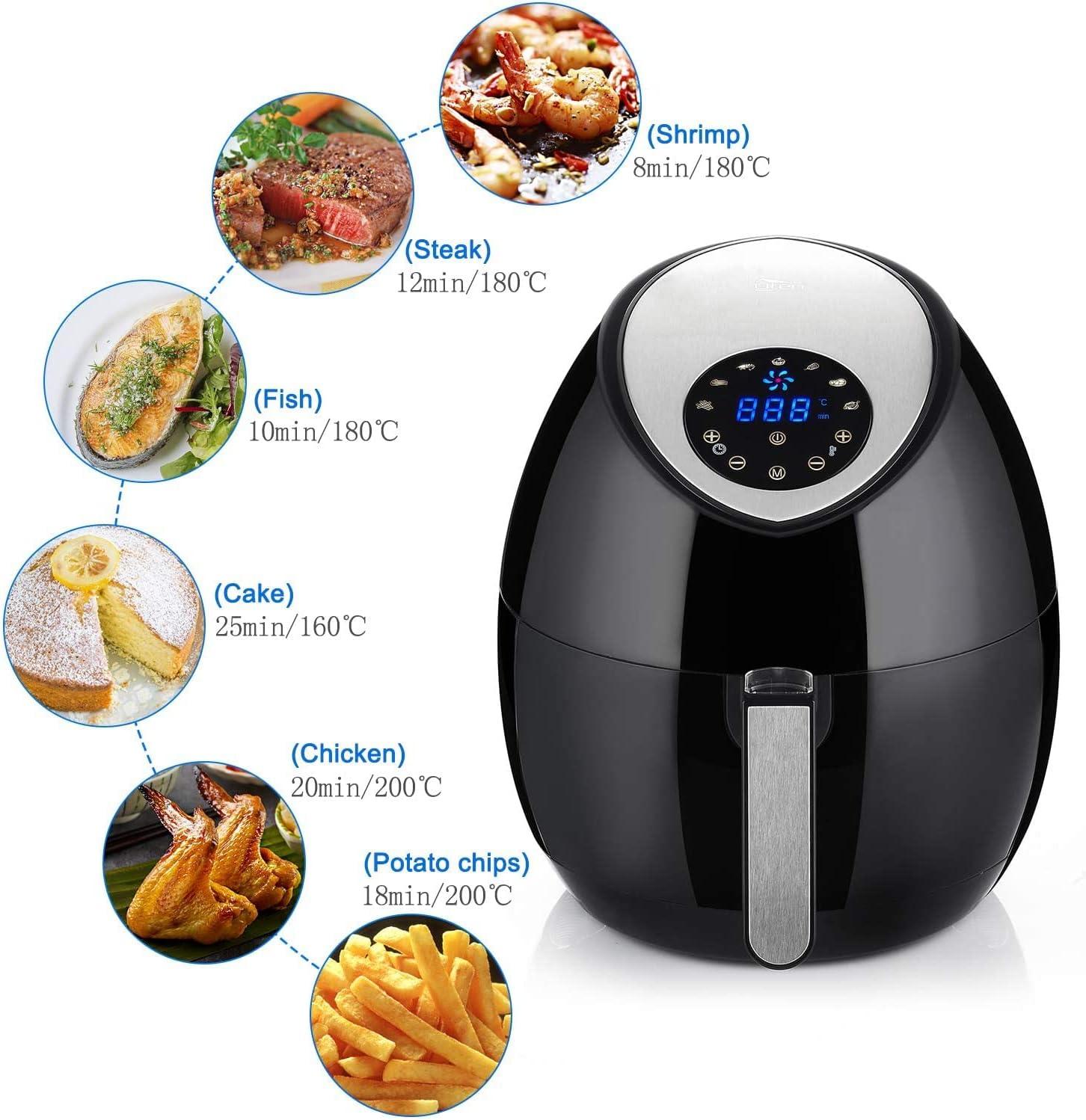 imageUten Friteuse sans Huile Friteuse Air lectrique 65L avec Panier Minuteur et Temprature Tglable Cuisson rapide Grande Capacit pour 1800WNoir3