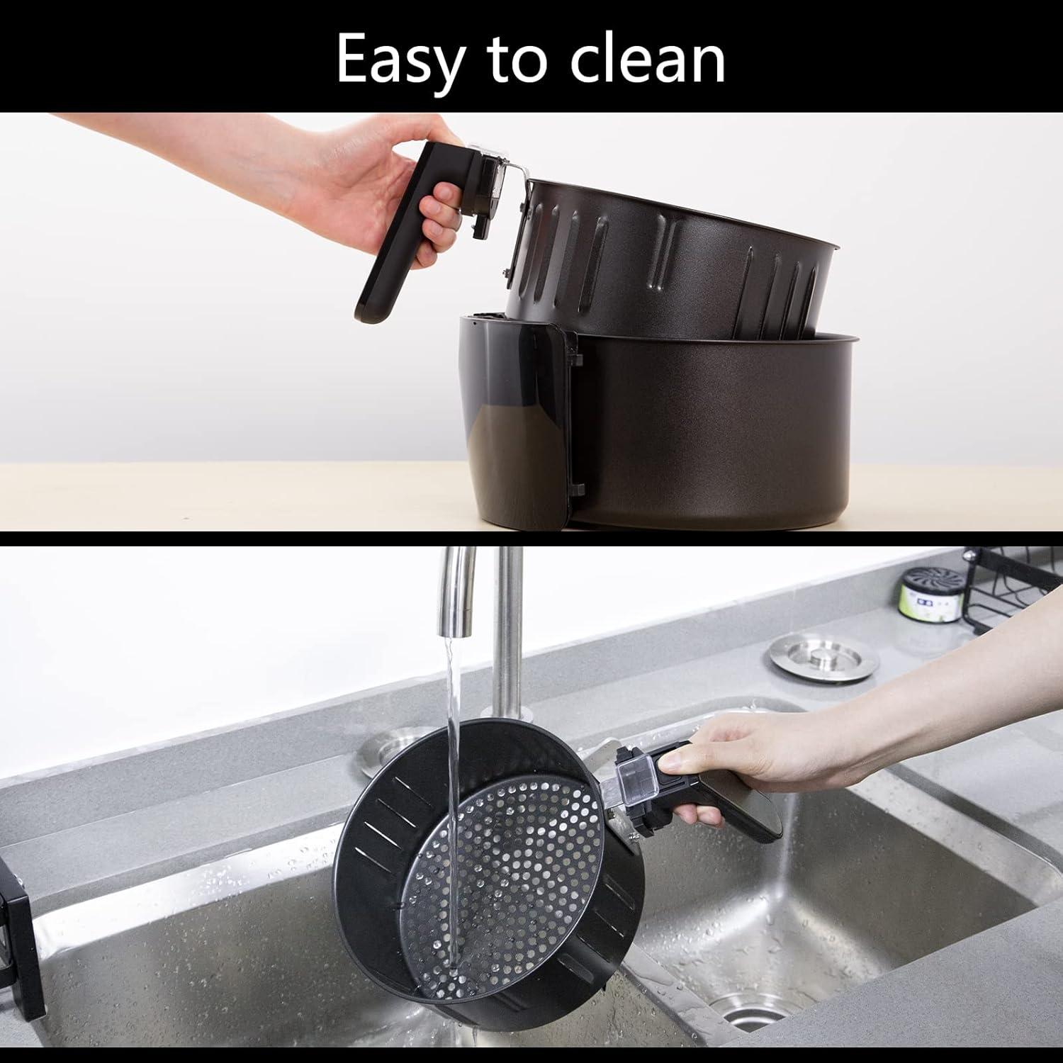 imageUten Friteuse sans Huile Friteuse Air lectrique 65L avec Panier Minuteur et Temprature Tglable Cuisson rapide Grande Capacit pour 1800WNoir3