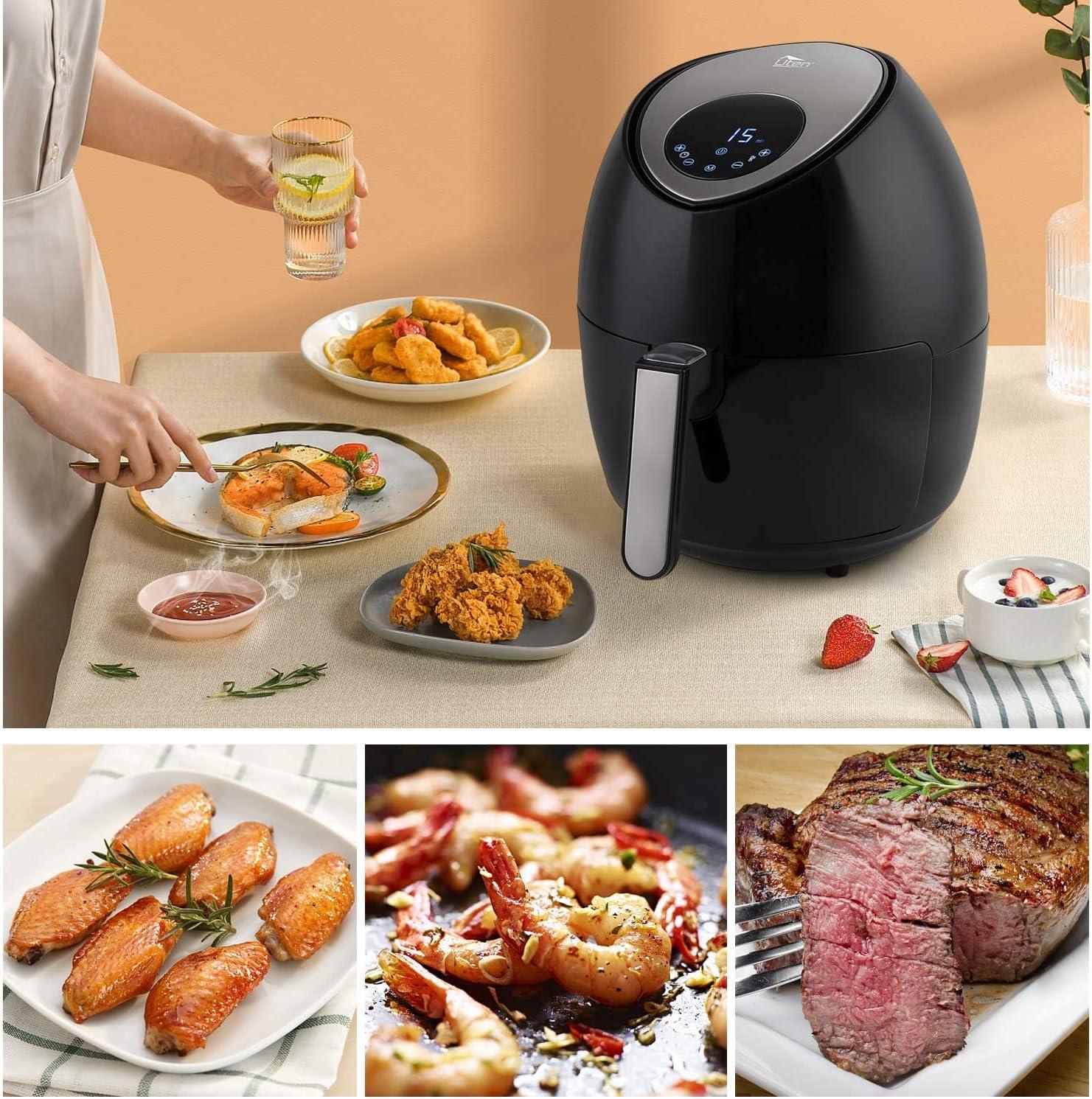 imageUten Friteuse sans Huile Friteuse Air lectrique 65L avec Panier Minuteur et Temprature Tglable Cuisson rapide Grande Capacit pour 1800WNoir3