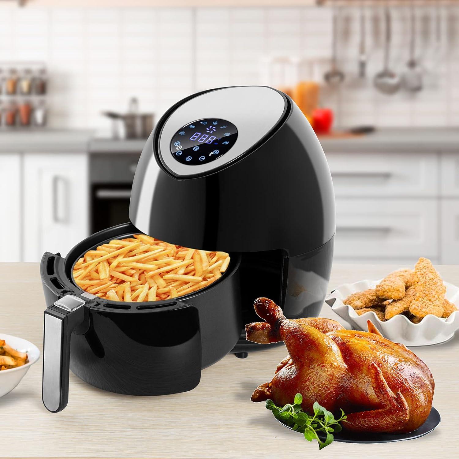 imageUten Friteuse sans Huile Friteuse Air lectrique 65L avec Panier Minuteur et Temprature Tglable Cuisson rapide Grande Capacit pour 1800WNoir3