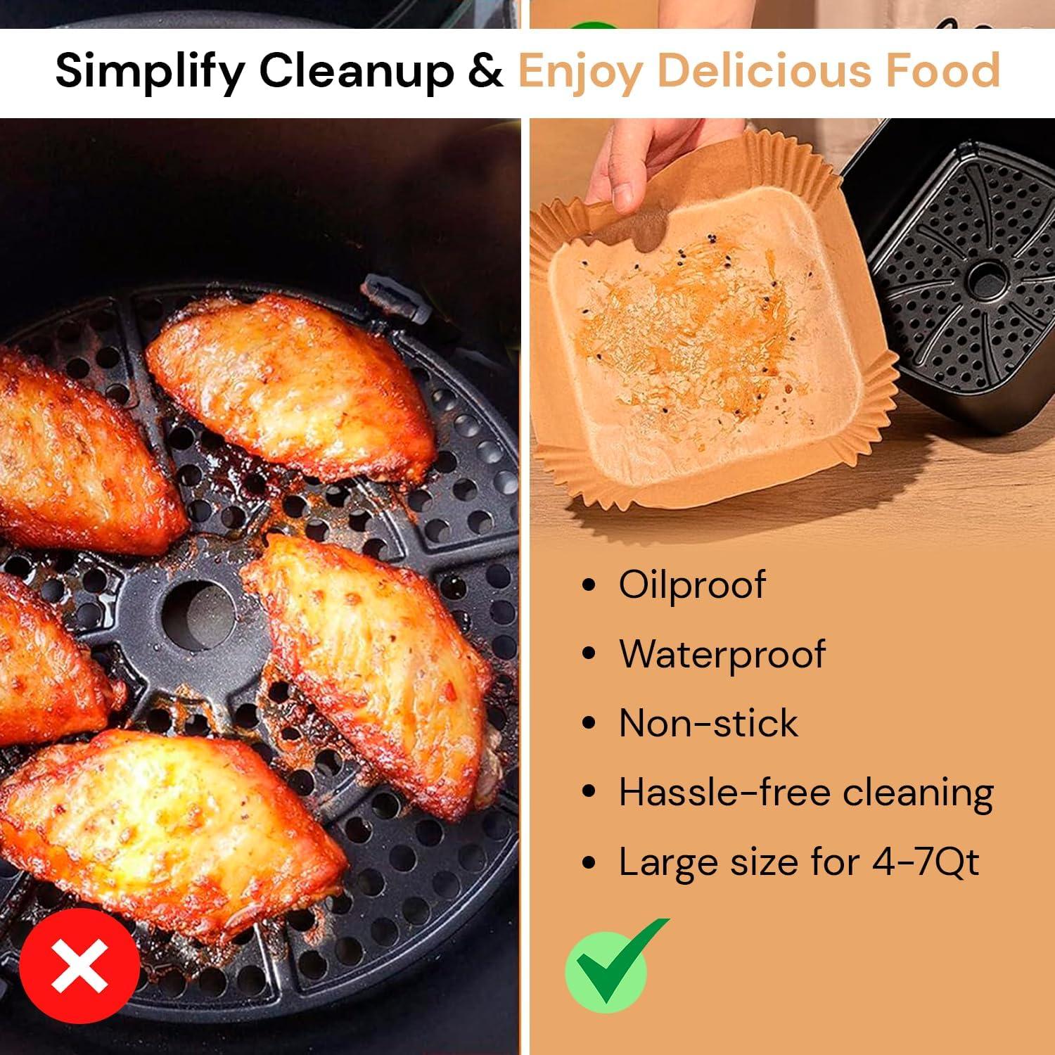 imageedihome Papier Cuisson Air Fryer pour Friteuse sans Huile 100 Units 2024 cm BPA Free Jetable pour Four 5 8 litres Carr 2024 cmRond
