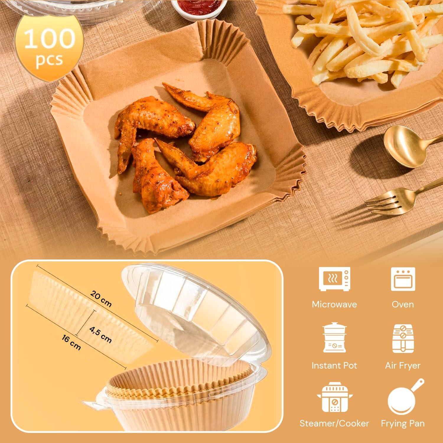imageedihome Papier Cuisson Air Fryer pour Friteuse sans Huile 100 Units 2024 cm BPA Free Jetable pour Four 5 8 litres Carr 2024 cmRond