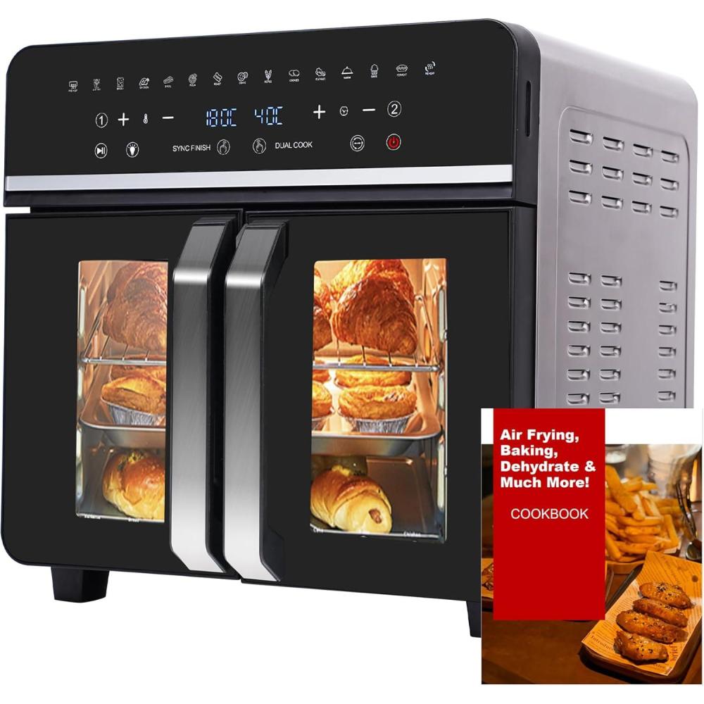 imageAir Fryer Avec Fentre Visible Emphsism Friteuse Sans Huile 7L Avec 10 Fonctions 1800W Friteuse  Air Chaud Friteuse Electrique avec LED cran Tactile23L