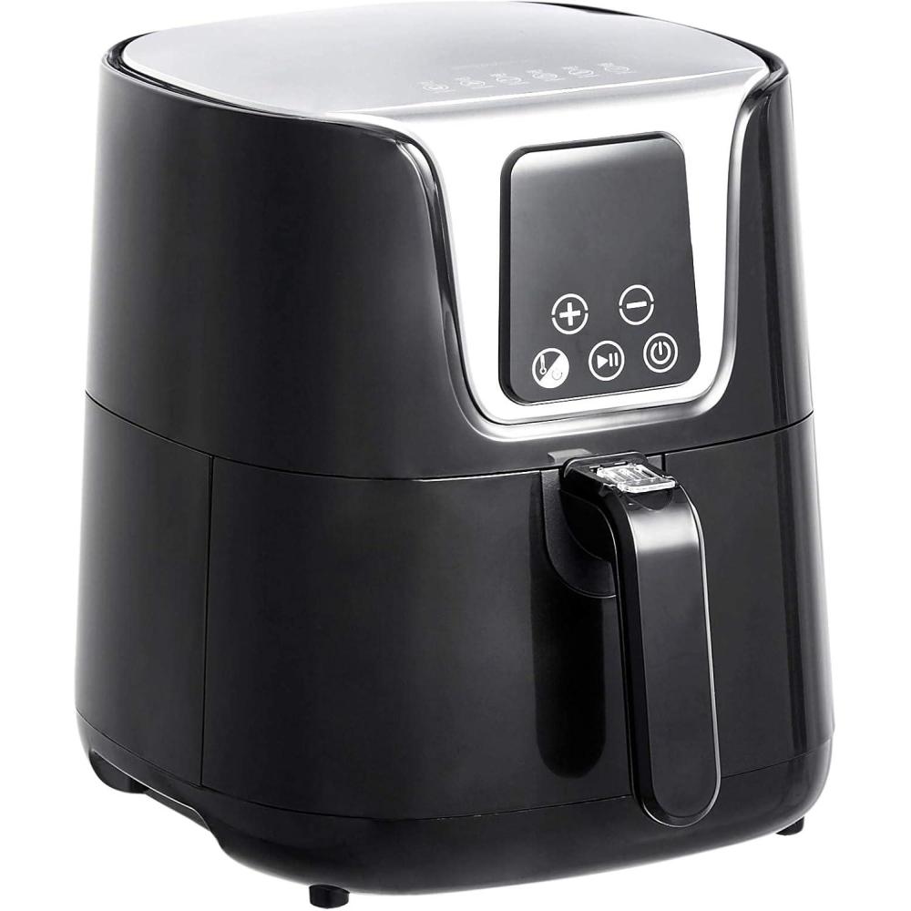 imageAmazon Basics Friteuse sans Huile compacte numrique et multifonctionnelle air fryer 4 litres Noir Chrom4L