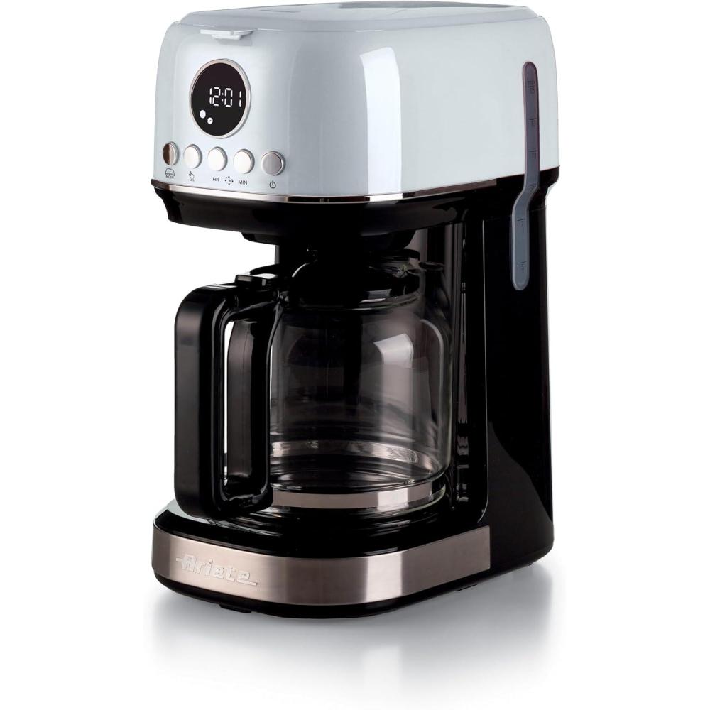 imageAriete 1396 Machine caf filtre moderne Caf amricain Capacit jusqu 15 tasses Base chauffante cran LCD Filtres amovibles et lavables BlancBlanc