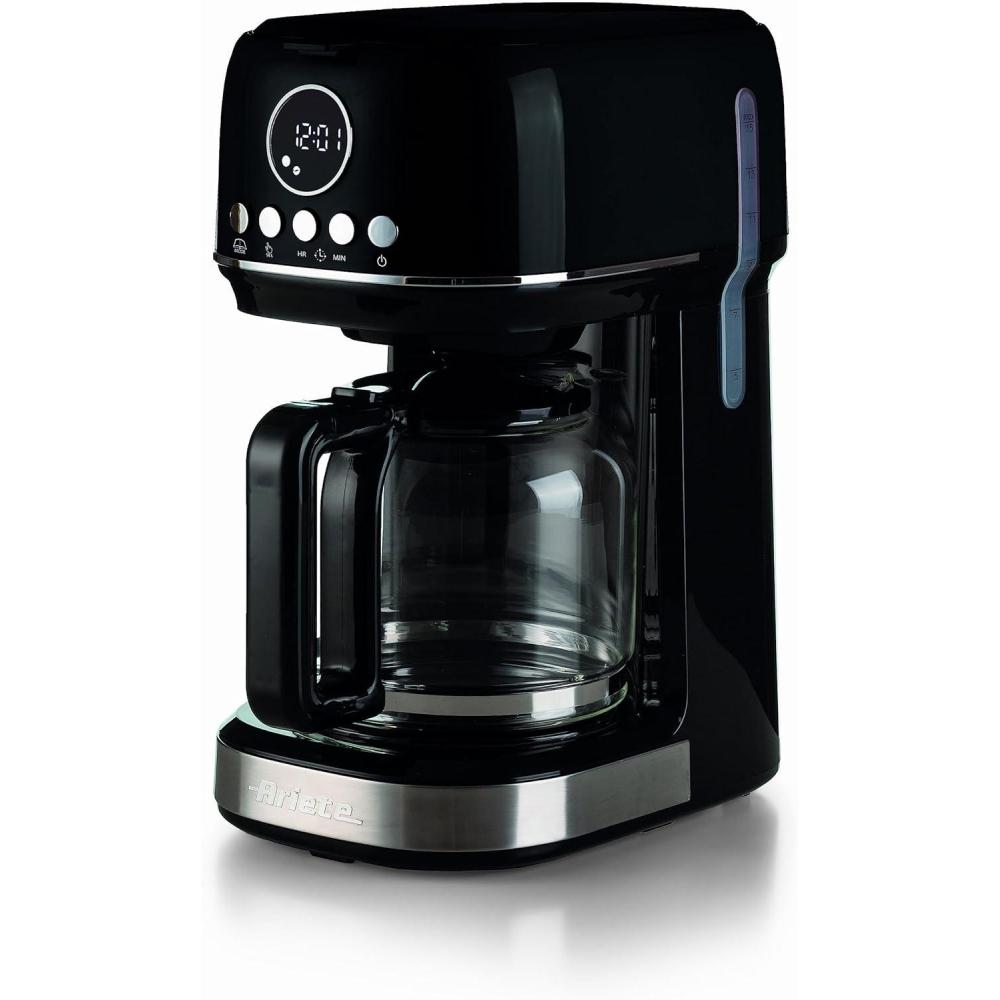 imageAriete 1396 Machine caf filtre moderne Caf amricain Capacit jusqu 15 tasses Base chauffante cran LCD Filtres amovibles et lavables BlancNoir