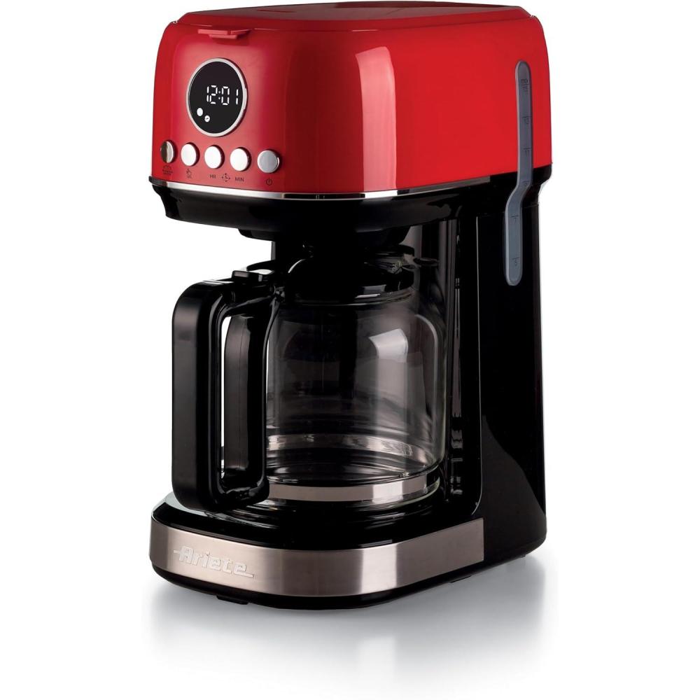 imageAriete 1396 Machine caf filtre moderne Caf amricain Capacit jusqu 15 tasses Base chauffante cran LCD Filtres amovibles et lavables BlancRouge
