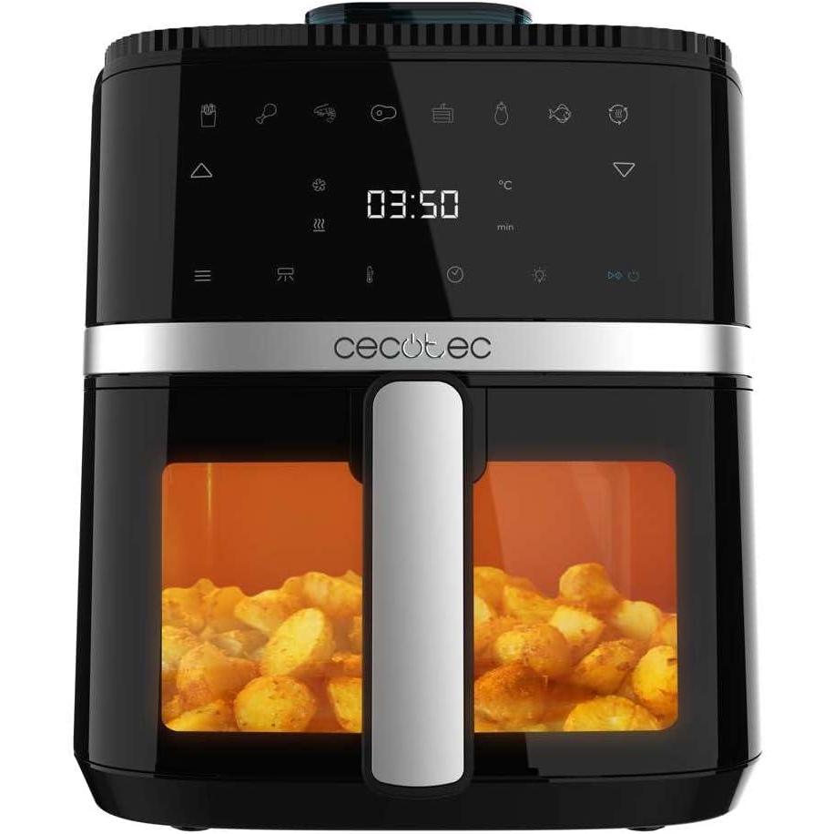 imageCecotec Friteuse air sans huile de 5 L avec fentre Air Fryer Cecofry Antique 5000 Window 1500 W Numrique Zone de Cuisson de 5 L et Technologie PerfectCook Design Rtro en BeigeNoir Fentre