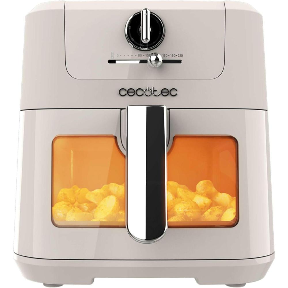 imageCecotec Friteuse  air sans huile de 5 L avec fentre Air Fryer Cecofry Antique 5000 Window 1500 W Numrique Zone de Cuisson de 5 L et Technologie PerfectCook Design Rtro en BeigeBeige  Fentre