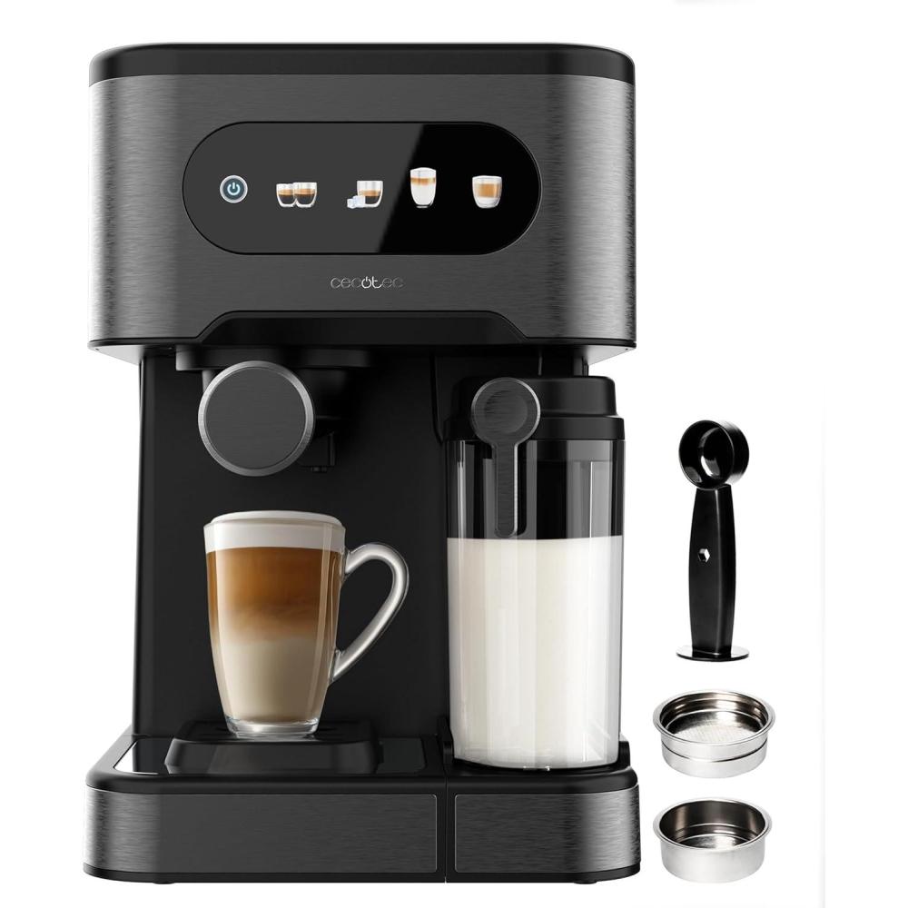 imageCecotec Machine Caf Expresso Power Espresso 20 ColdBrew Latte Fresh 1350W 20 Bars cran Tactile Couleur Rservoir dEau 15L 500ml de Lait Acier Fonc Chauffetasses Double Bras Dmontable