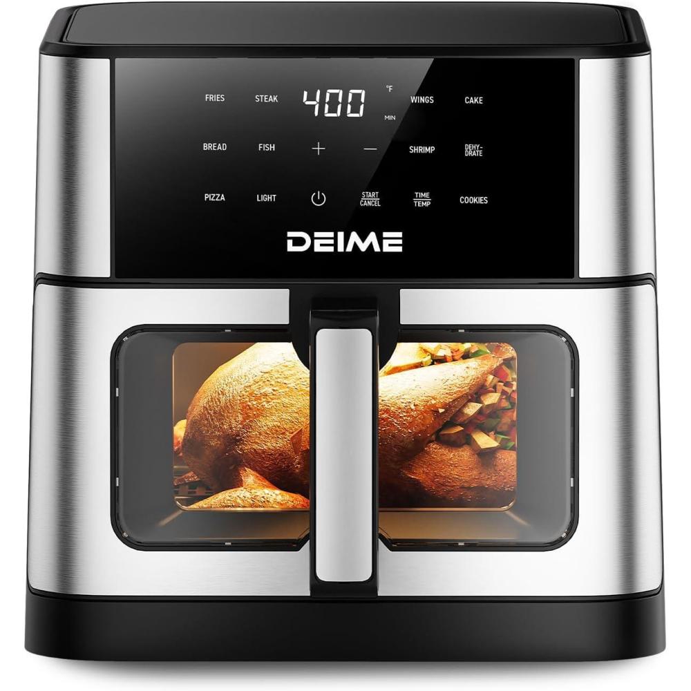 imageFriteuse Air DEIME 10L Sans Huile 1800W Friteuses Air de Grande Capacit Cuisinire Saine avec 10 Prrglages Grande Friteuse Air pour les de Cuisson Visuelle Recette Incluse