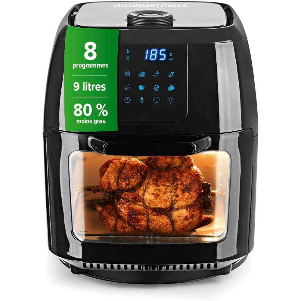 imageGOURMETmaxx Friteuse air chaud 12L Sans huile avec cran tactile minuterie brochettes ampamp fonction rtissoire 10 programmes automatiques Cuisson saine idale pour un poulet entier 1700 W9 Litres