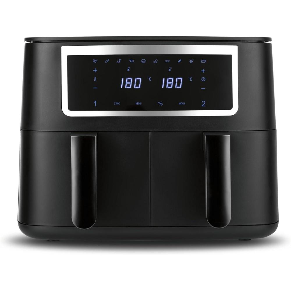 imageGOURMETmaxx Friteuse air chaud 12L Sans huile avec cran tactile minuterie brochettes ampamp fonction rtissoire 10 programmes automatiques Cuisson saine idale pour un poulet entier 1700 W8 Litres 2x 4 Litres
