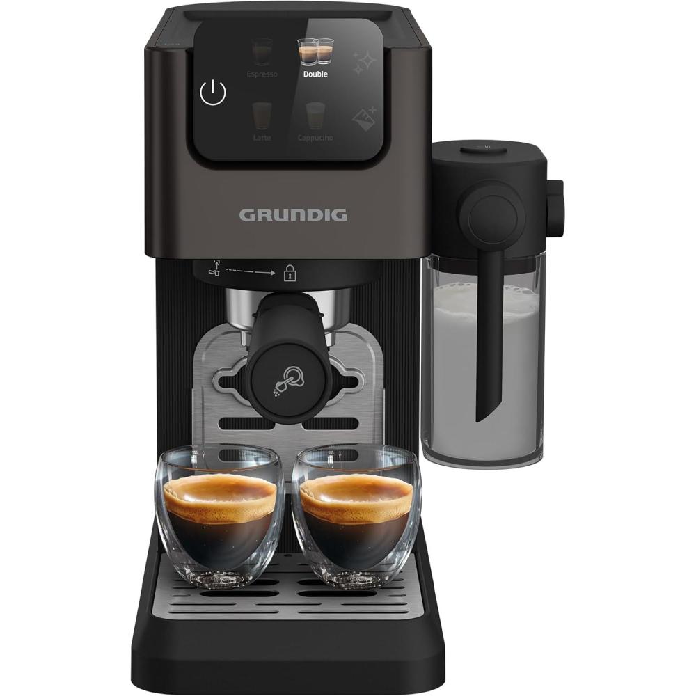imageGRUNDIG KSM 5330 Machine caf avec rservoir lait intgr puissance 1628 W pression de pompe 15 bar double buse cran tactile color BrewSense CreamyPro Dark Inoxnoirgeeignte fr Kaffepads und Kapseln