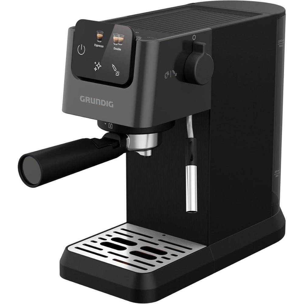 imageGRUNDIG KSM 5330 Machine caf avec rservoir lait intgr puissance 1628 W pression de pompe 15 bar double buse cran tactile color BrewSense CreamyPro Dark InoxnoirMichlaufschumdse