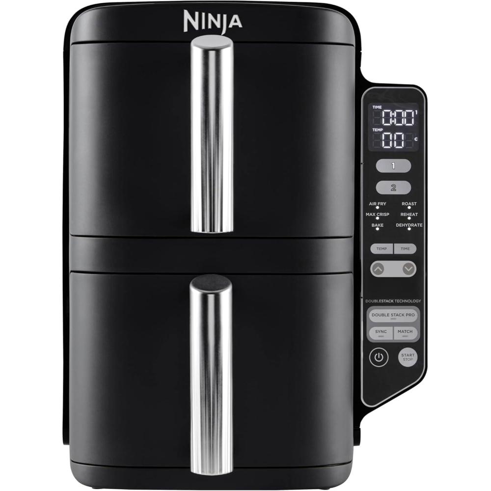 imageNINJA Foodi FlexDrawer Air Fryer 2 Compartiments Avec Sparateur Amovible Grande Capacit 104L Air Fryer 7en1 Max 240C Pices Antiadhsives Amovibles Lavables Au LaveVaisselle NoirGris