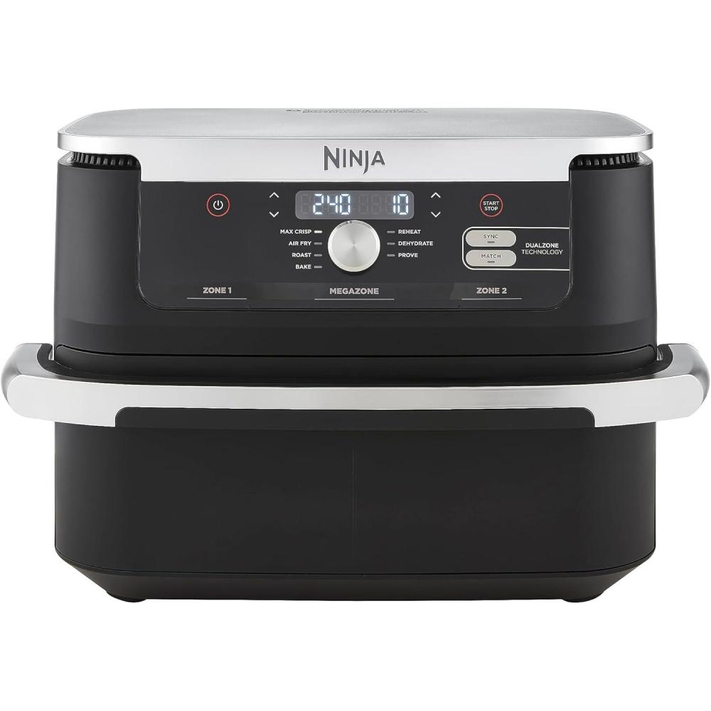 imageNINJA Foodi FlexDrawer Air Fryer 2 Compartiments Avec Sparateur Amovible Grande Capacit 104L Air Fryer 7en1 Max 240C Pices Antiadhsives Amovibles Lavables Au LaveVaisselle NoirNoirBlanc