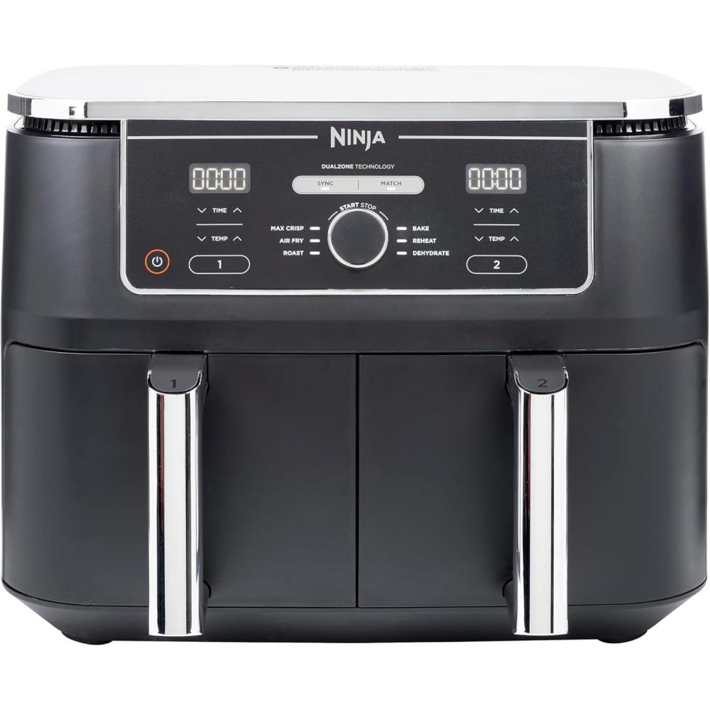 imageNINJA Foodi FlexDrawer Air Fryer 2 Compartiments Avec Sparateur Amovible Grande Capacit 104L Air Fryer 7en1 Max 240C Pices Antiadhsives Amovibles Lavables Au LaveVaisselle NoirNoir