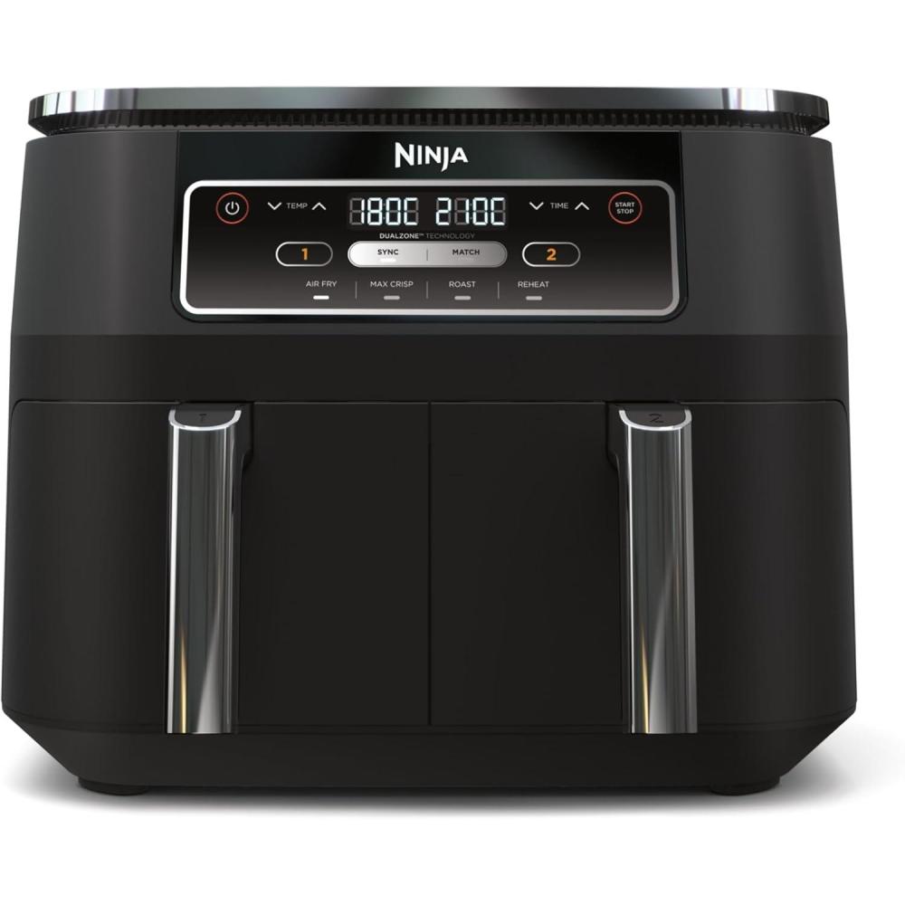 imageNINJA Foodi FlexDrawer Air Fryer 2 Compartiments Avec Sparateur Amovible Grande Capacit 104L Air Fryer 7en1 Max 240C Pices Antiadhsives Amovibles Lavables Au LaveVaisselle NoirNoirArgent