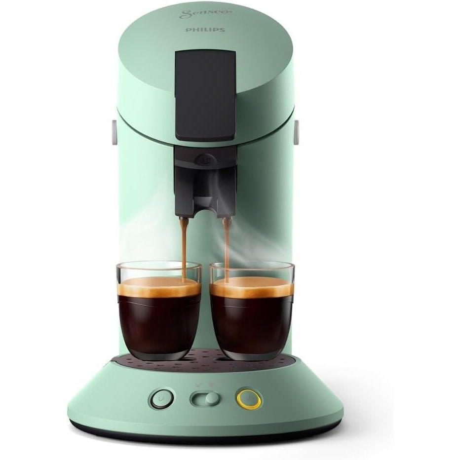 imagePhilips Senseo Original Plus Machine caf dosettes Slection de lintensit du caf Technologie Coffee Boost 2 tasses a la fois Plastique recycl Rouge tendre CSA21035Vert Dsert