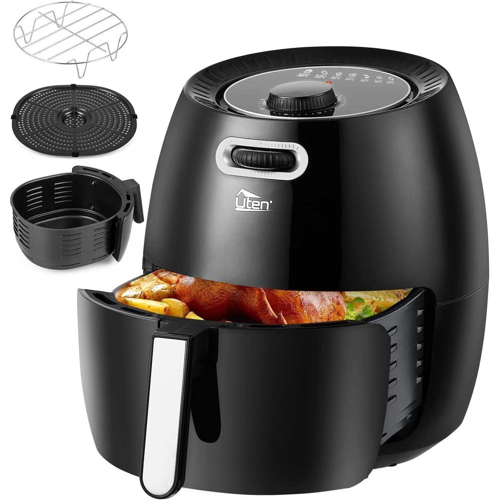 imageUten Friteuse sans Huile Friteuse Air lectrique 65L avec Panier Minuteur et Temprature Tglable Cuisson rapide Grande Capacit pour 1800WNoir1