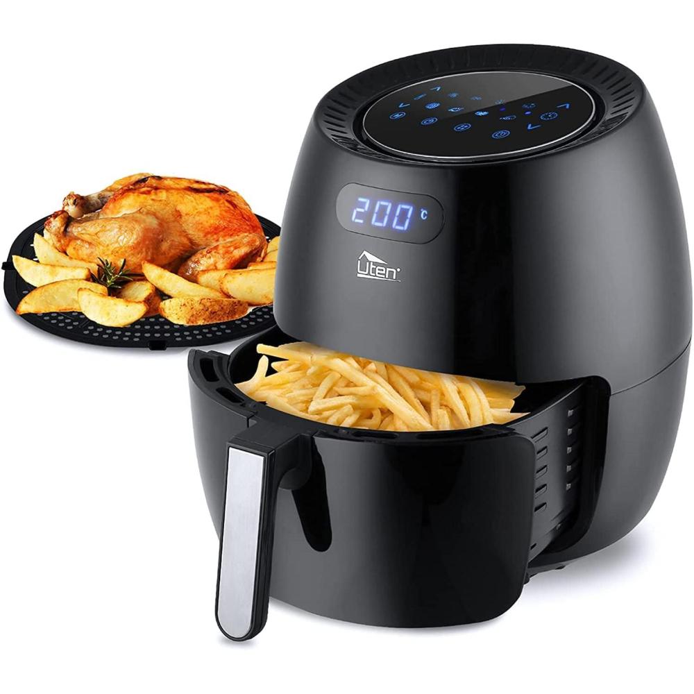 imageUten Friteuse sans Huile Friteuse Air lectrique 65L avec Panier Minuteur et Temprature Tglable Cuisson rapide Grande Capacit pour 1800WNoir2
