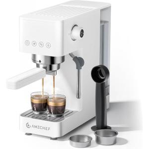 AMZCHEF Machine À Café Expresso 20 bars, avec mousseur à lait professionnel, petite machine à café pour cappuccino, latte et macchiato, réservoir d&rsquo;eau de 1,5 L, blanche(White)