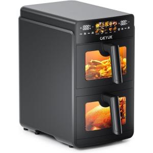 Air Fryer 2 Compartiments 10L, Friteuse à Air sans Huile Airfryer avec Fenêtre de Visualisation – Friteuses Double 10 Programmes Prédéfinis, Robot Cuisine Multifonctions et Accessoire Cuisine Idéal