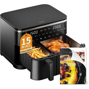 Air Fryer 4L, Friteuse Sans Huile 8-en-1 avec Fenêtre de Visualisation, 1350W avec Ecran Tactile Digital, Réglable 30°C-200°C, 90% de Matières Grasses en Moins, Nettoyage Facile, <60dB(11 L)