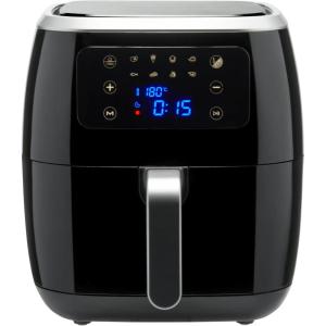 Amazon Basics Friteuse sans Huile compacte, numérique et multifonctionnelle air fryer, 4 litres, Noir / Chromé(6L)