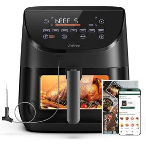 CHEFREE Air Fryer, 6.5L airfryer avec Sonde de Température, Écran Tactile LED et Vitre d&rsquo;Observation, 7 Programmes pour une Cuisine Saine avec Moins d&rsquo;Huile, Friteuse à Air AF500