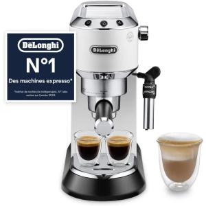 De&rsquo;Longhi Dedica Style EC685.M, Machine à Expresso avec Buse à Mousse de Lait Professionnelle, Seulement 15 cm de Large, Réservoir de 1 L, Boîtier en Métal, Compatible avec les Dosettes E.S.E, Métal(Blanc)