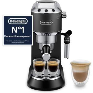 De&rsquo;Longhi Dedica Style EC685.M, Machine à Expresso avec Buse à Mousse de Lait Professionnelle, Seulement 15 cm de Large, Réservoir de 1 L, Boîtier en Métal, Compatible avec les Dosettes E.S.E, Métal(Noir)