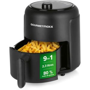 GOURMETmaxx | Friteuse à air chaud 2,3l | Idéal pour frire, griller, rôtir etc. | Préparation light et douce | Fonction minuterie pour une cuisson précise et arrêt automatique | 1000W [Noir]