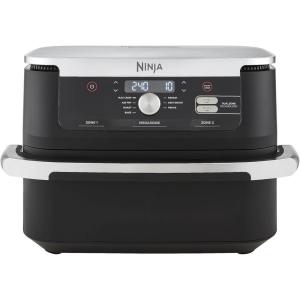 NINJA Foodi FlexDrawer Air Fryer 2 Compartiments Avec Séparateur Amovible, Grande Capacité 10.4L, Air Fryer 7-en-1, Max 240°C, Pièces Antiadhésives Amovibles Lavables Au Lave-Vaisselle, Noir(Noir/Blanc)