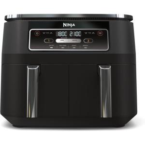 NINJA Foodi FlexDrawer Air Fryer 2 Compartiments Avec Séparateur Amovible, Grande Capacité 10.4L, Air Fryer 7-en-1, Max 240°C, Pièces Antiadhésives Amovibles Lavables Au Lave-Vaisselle, Noir(Noir/Argent)