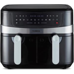 Tower T17102 Vortx Vizion Air Fryer à Double Compartiment – Friteuse Avec Écran Tactile Numérique, 11 L, Noir(9L Dual Basket Air Fryer)