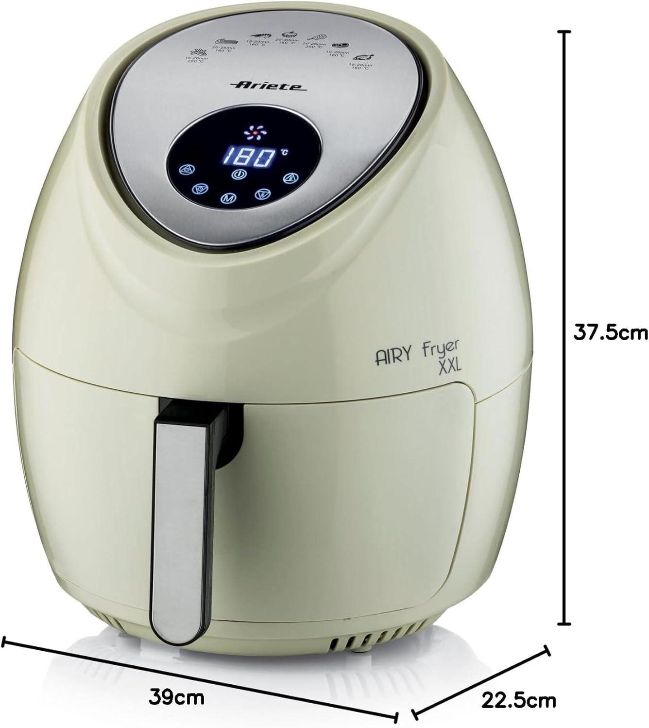 imageAriete Airy Fryer XXL 4618 Friteuse Air 7 Litre Minuterie 60 Minutes Ecran LCD et Tactile avec 7 Modes de Cuisson Temprature Maximale 200 C Capacit 25kg 1800W BeigeBeige