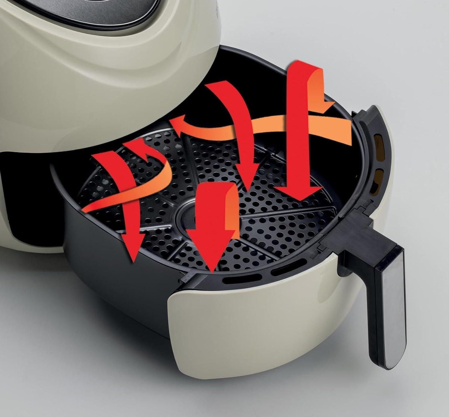 imageAriete Airy Fryer XXL 4618 Friteuse Air 7 Litre Minuterie 60 Minutes Ecran LCD et Tactile avec 7 Modes de Cuisson Temprature Maximale 200 C Capacit 25kg 1800W BeigeBeige