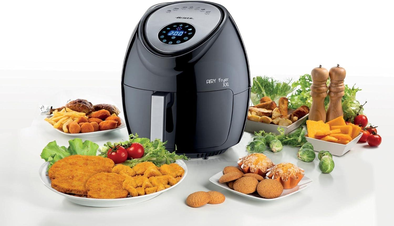 imageAriete Airy Fryer XXL 4618 Friteuse Air 7 Litre Minuterie 60 Minutes Ecran LCD et Tactile avec 7 Modes de Cuisson Temprature Maximale 200 C Capacit 25kg 1800W BeigeNoir Acier Inoxydable