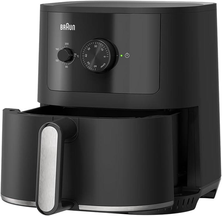 imageBraun MultiFry 3 HF3000 Friteuse Air Airfryer avec 43L Capacit 80200 Contrle de Temprature manuelle RealAir Technologie 60 Minuteur 1500W Noir Mat