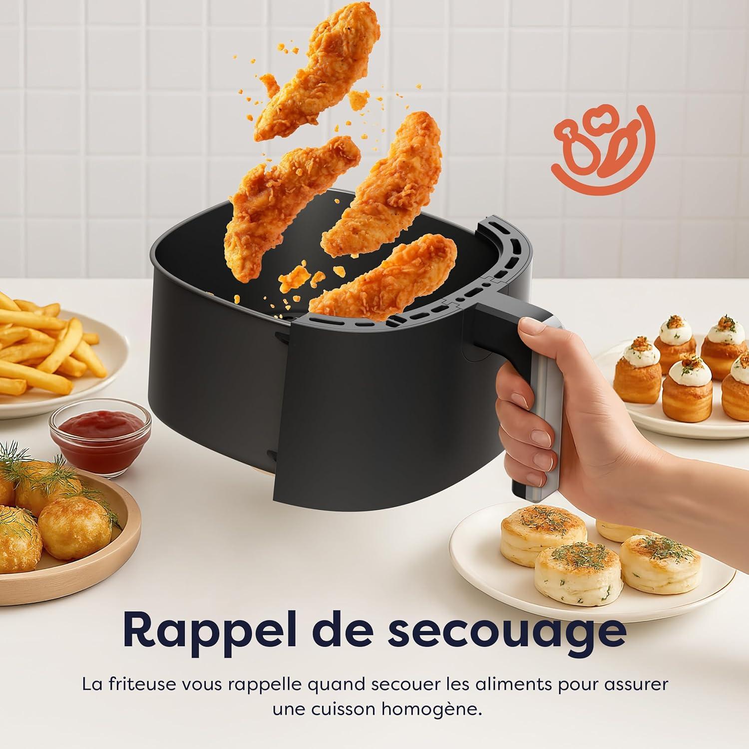 imageCiarra CBAWAF1A Air Fryer Friteuse Sans Huile 5L 80C 200C Temprature Rglable cran Tactile Technologie air Chaud Rapide 1500W Multifonction NoireCBAWAF1A