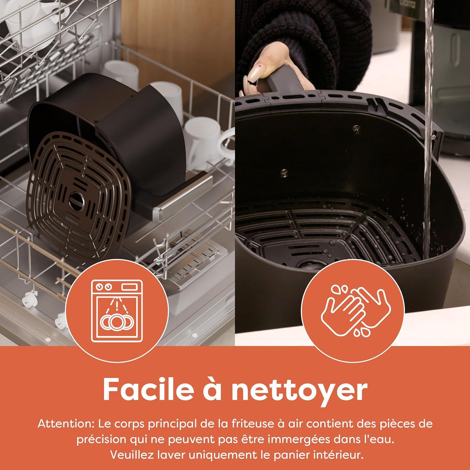 imageCiarra CBAWAF1A Air Fryer Friteuse Sans Huile 5L 80C 200C Temprature Rglable cran Tactile Technologie air Chaud Rapide 1500W Multifonction NoireCBAWAF1A