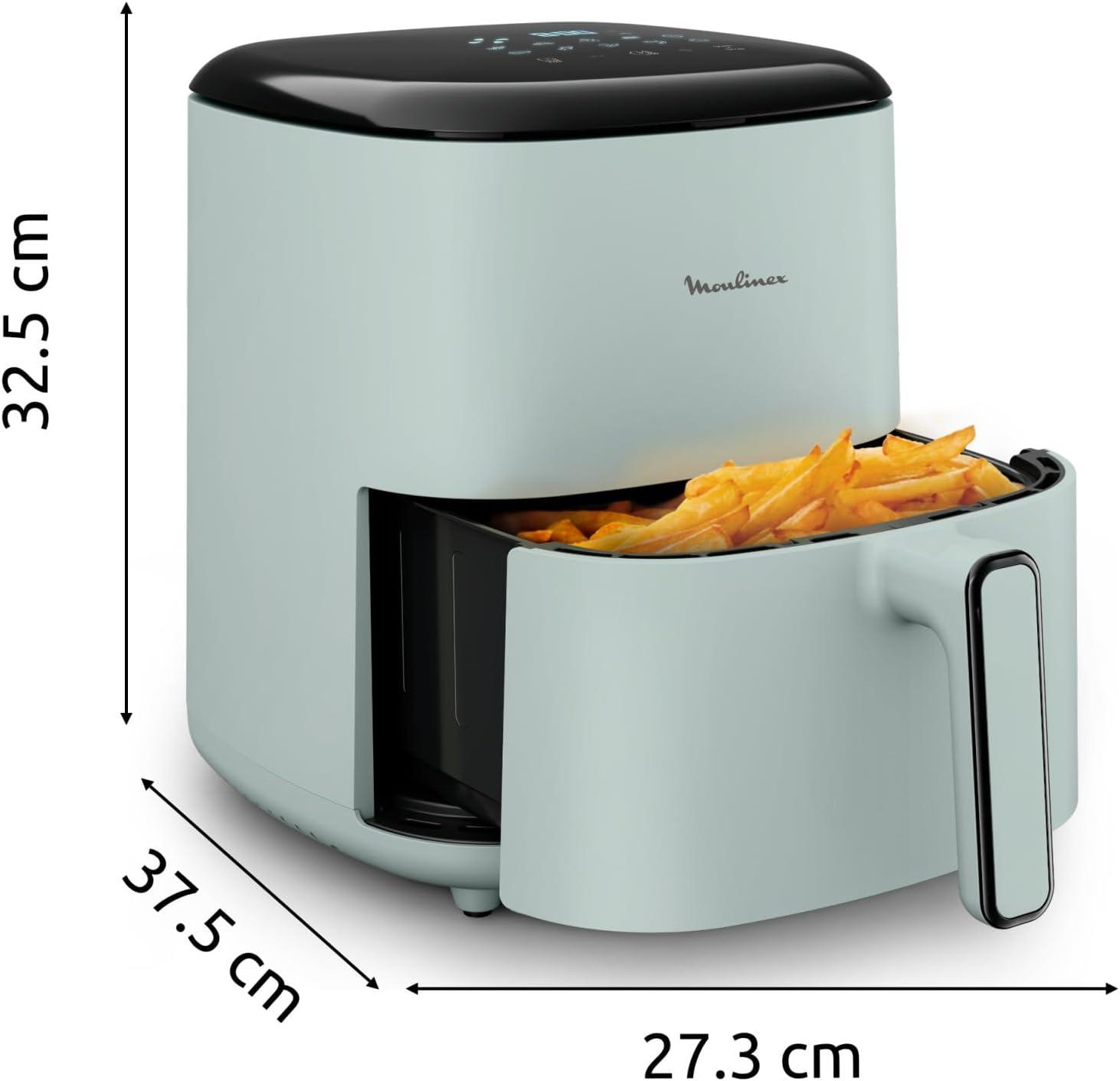 imageMoulinex Easy Fry Max Friteuse sans huile Capacit XL de 5 L Jusqu 6 personnes 10 programmes automatiques Ecran tactile digital Gain de temps et dnergie air fryer EZ245820Eucalyptus