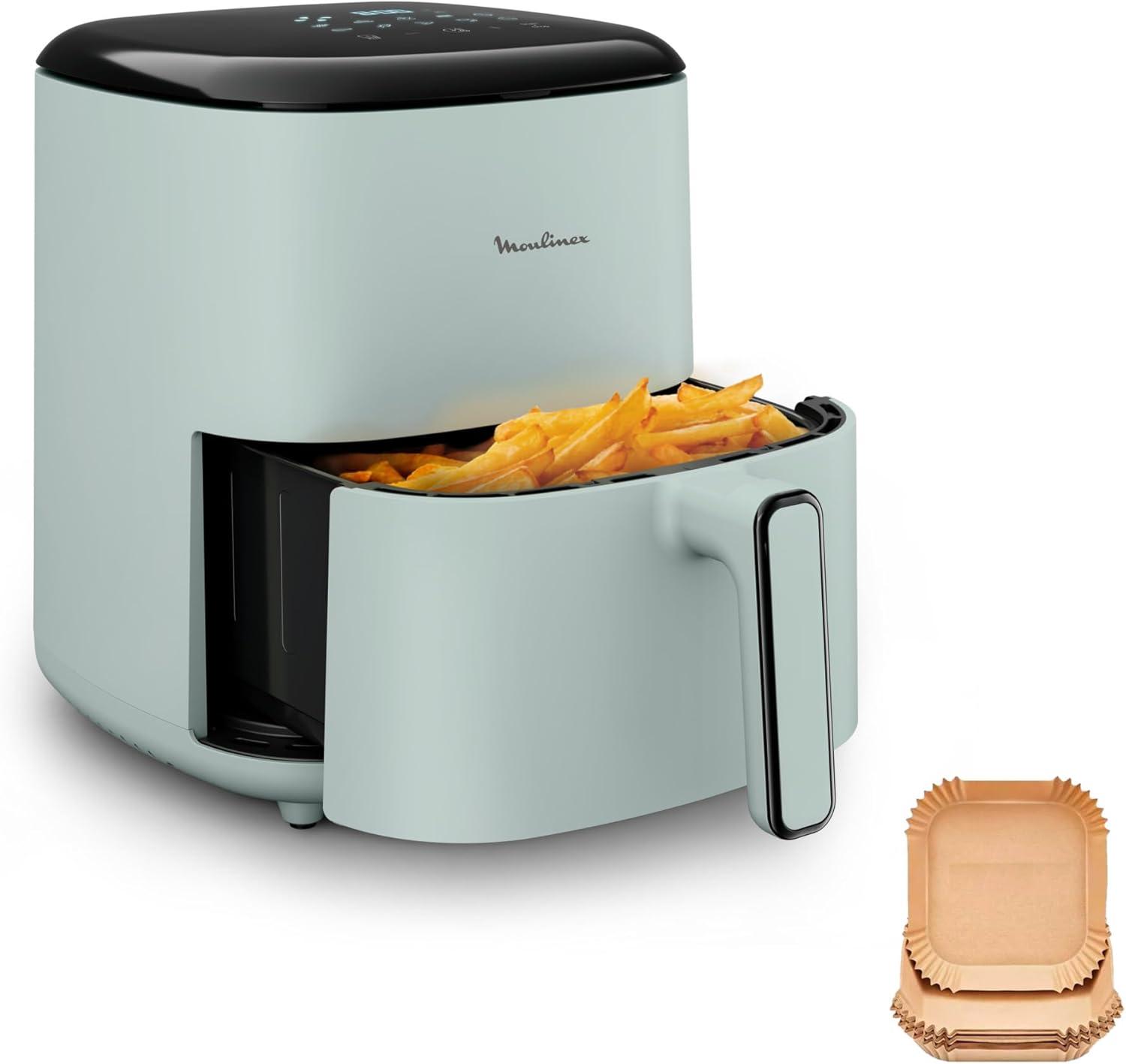 imageMoulinex Easy Fry Max Friteuse sans huile Capacit XL de 5 L Jusqu 6 personnes 10 programmes automatiques Ecran tactile digital Gain de temps et dnergie air fryer EZ245820Eucalyptus