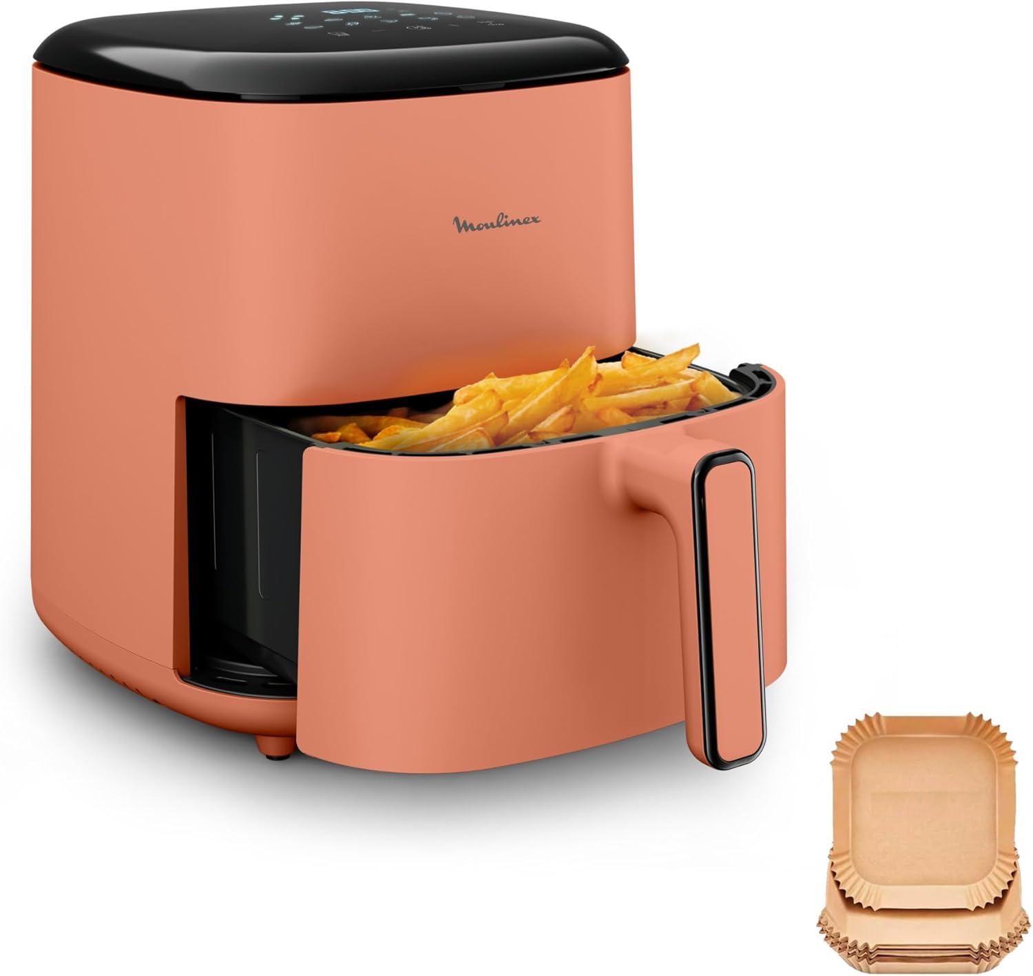 imageMoulinex Easy Fry Max Friteuse sans huile Capacit XL de 5 L Jusqu 6 personnes 10 programmes automatiques Ecran tactile digital Gain de temps et dnergie air fryer EZ245820Terracotta